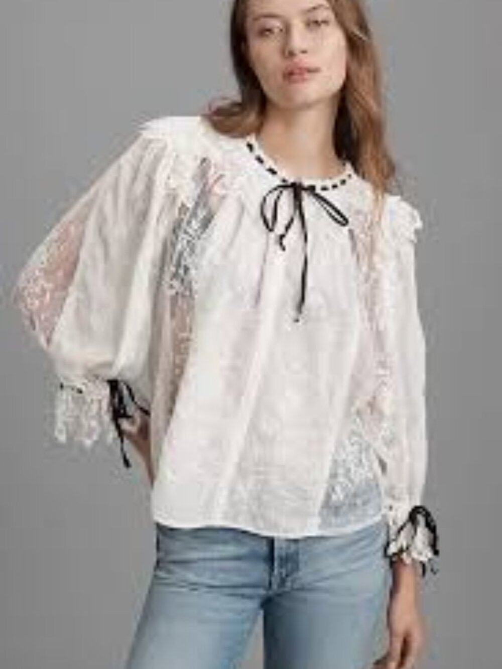 NWOT by Anthropologie Coquette Collared Sheer Blouse XL